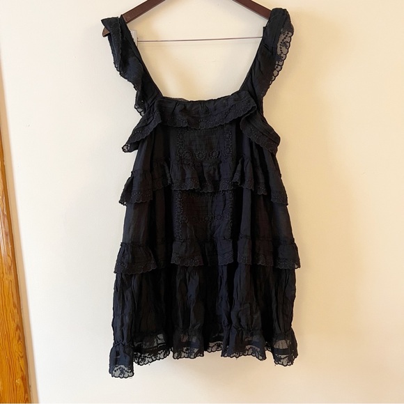 Free People Tiered and True Black Ruffled Romper Size Medium - Picture 4 of 14